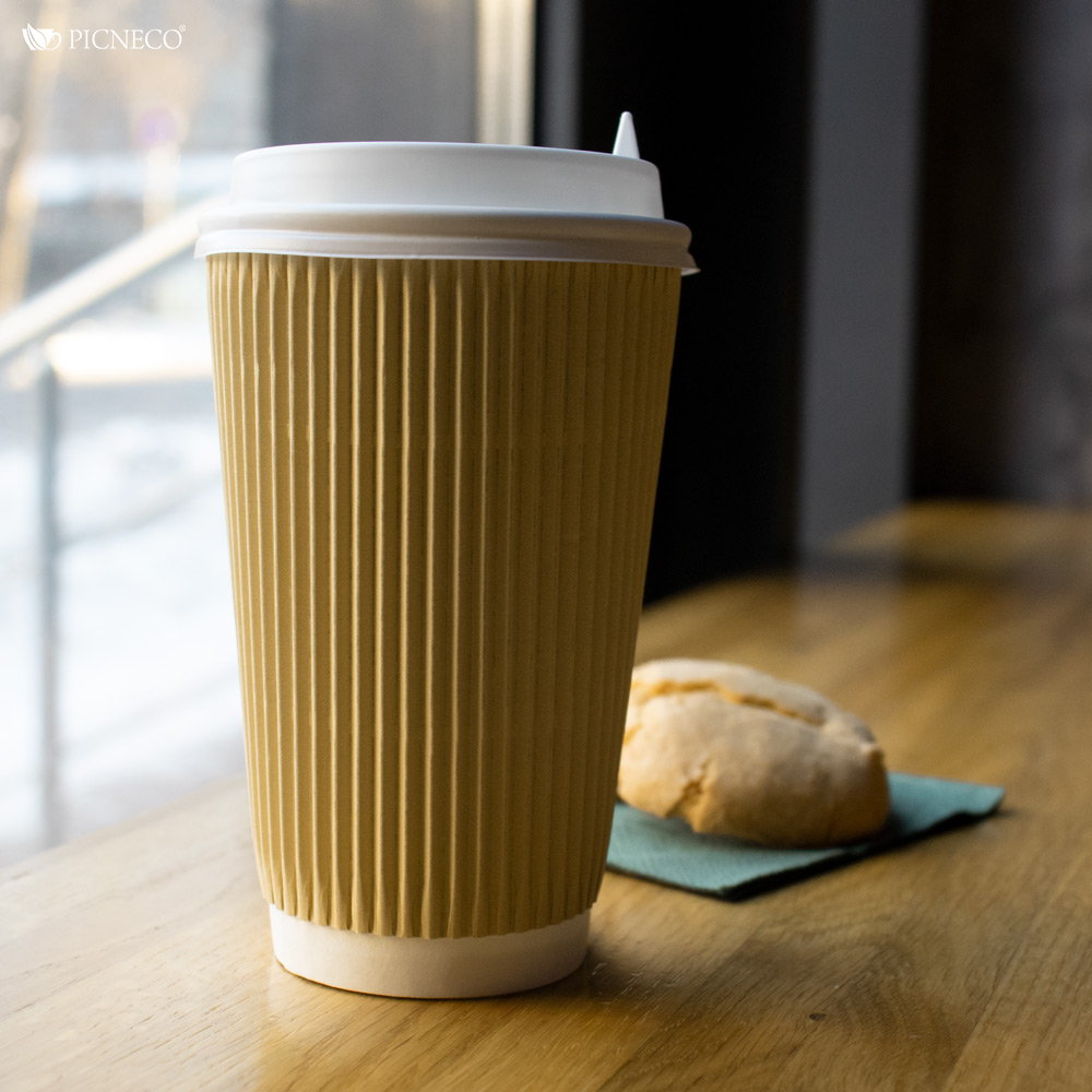 товар Бумажный гофрированный стакан, бежевый, 450 мл (макс. 500 мл) ST045BJ