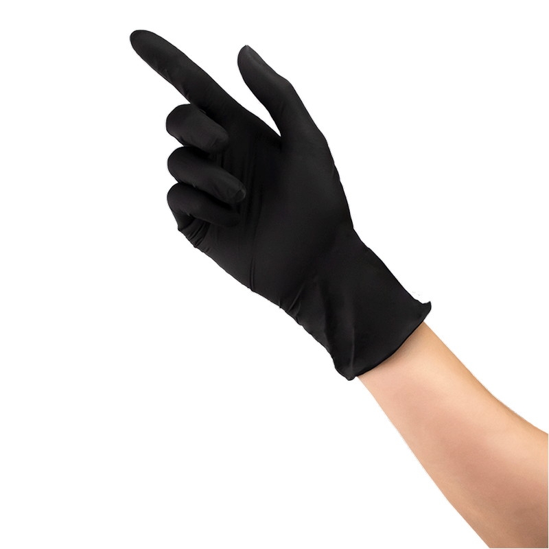 Одноразовые нитриловые неопудренные перчатки с текстурированием, черные, размер S