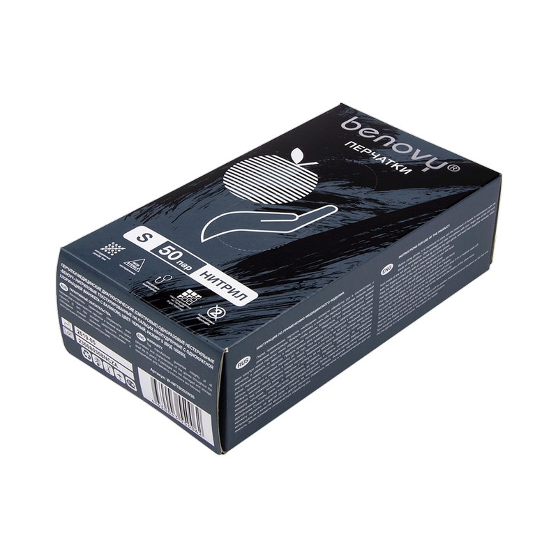 товар Одноразовые нитриловые неопудренные перчатки с текстурированием, черные, размер S PEN001S