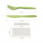 Набор приборов в инд. упаковке (нож, вилка, салфетка, зубочистка), зеленые биоразлагаемые