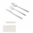 Набор приборов в инд. упаковке (нож, вилка, ложка, салфетка, зубочистка), прозрачные